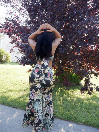 Black Floral Matching Pant Set